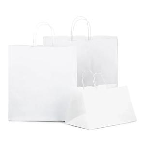 White Wide Base Paper Carrier Bags With Twisted Handles