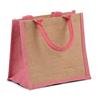 Natural Jute Pink Trim Bags with Luxury Padded Handles