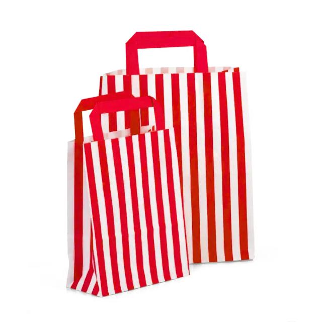 Red Candy Stripe Paper Carrier Bags [HappyPack.me Brand]