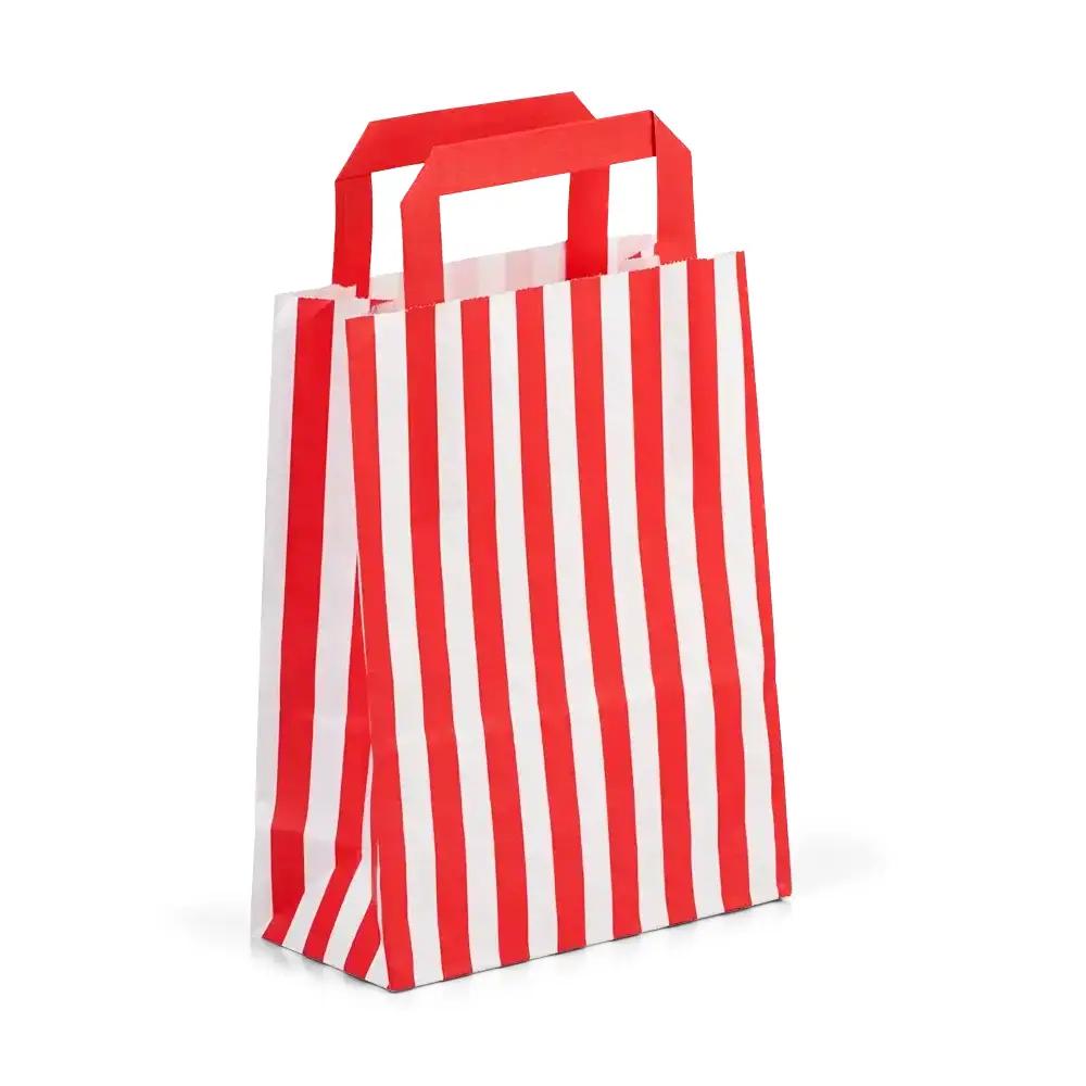 Red Candy Stripe Paper Carrier Bags [HappyPack.me Brand]