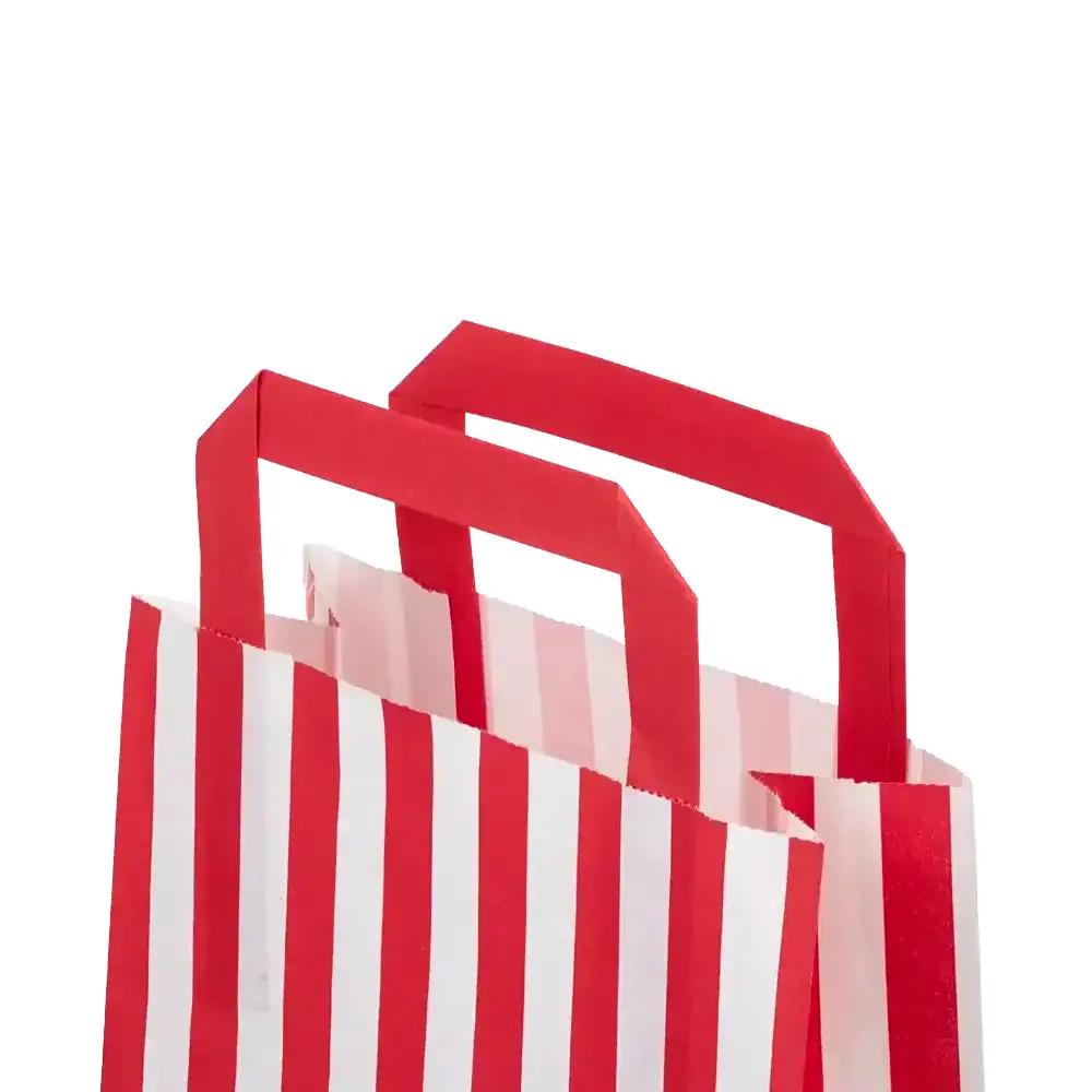 Red Candy Stripe Paper Carrier Bags [HappyPack.me Brand]