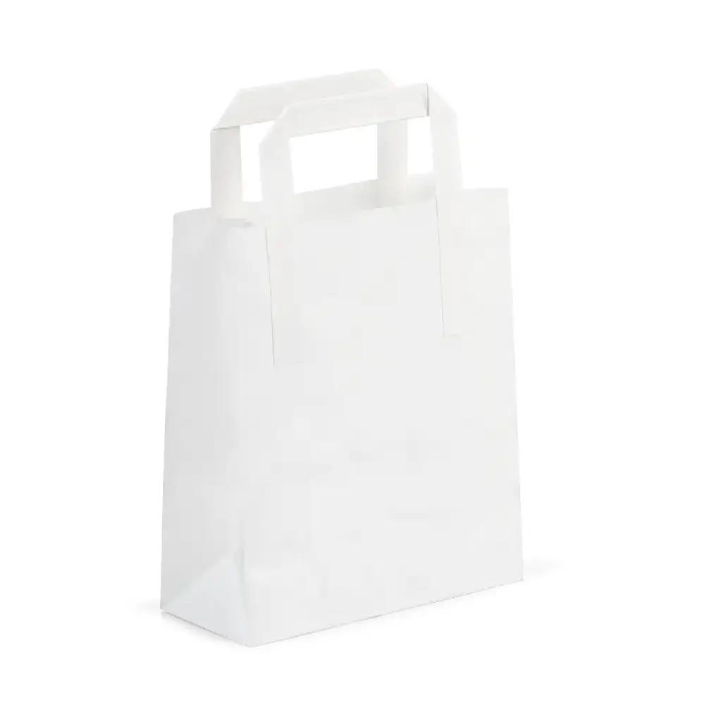 Premium Flat Handle White Paper Carrier Bags