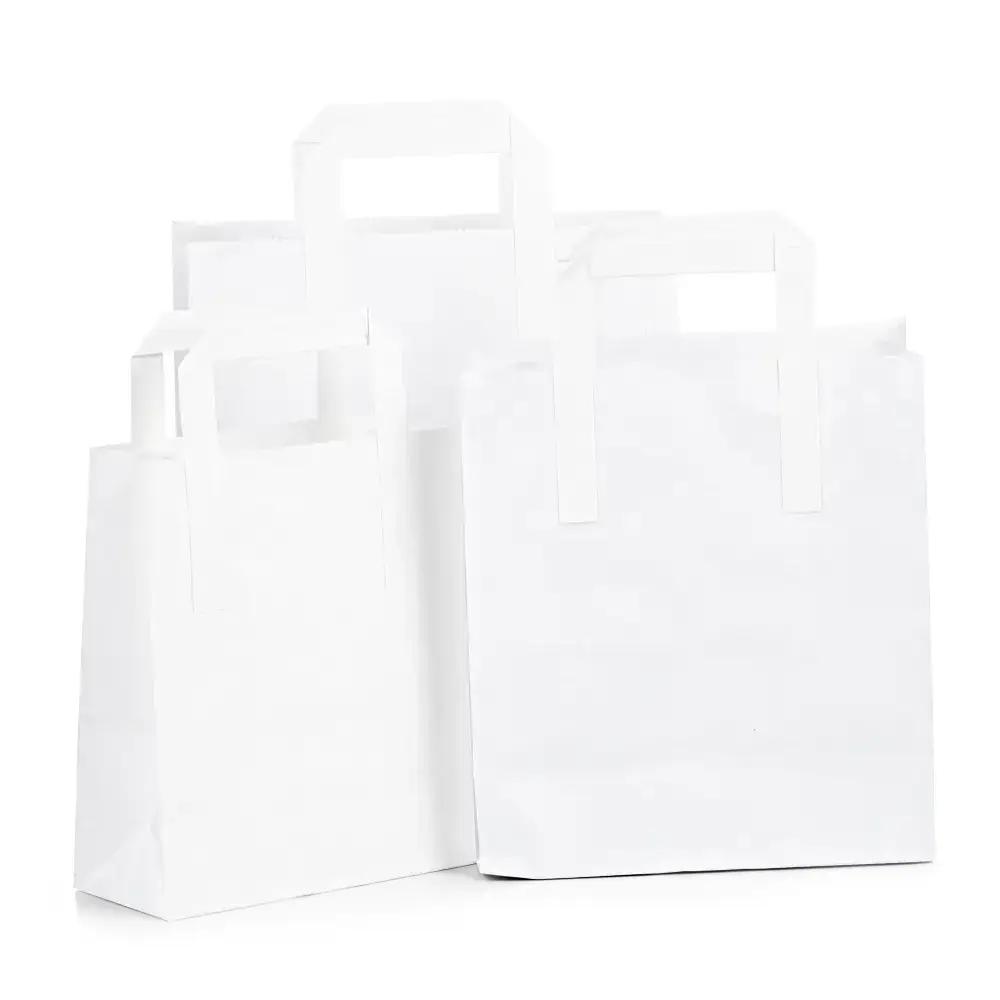 White Carrier Bags with Flat Handles