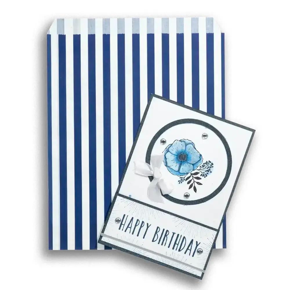 Dark Blue Candy Stripe Paper Bags