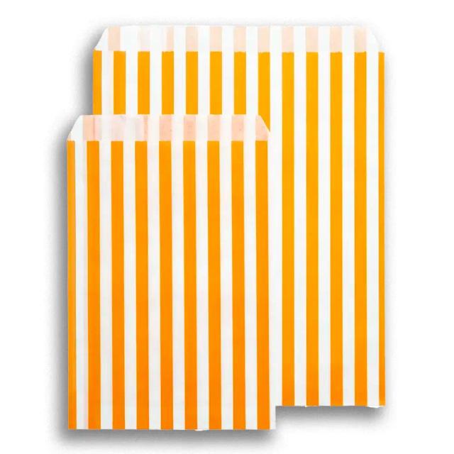 Orange Candy Stripe Paper Bags