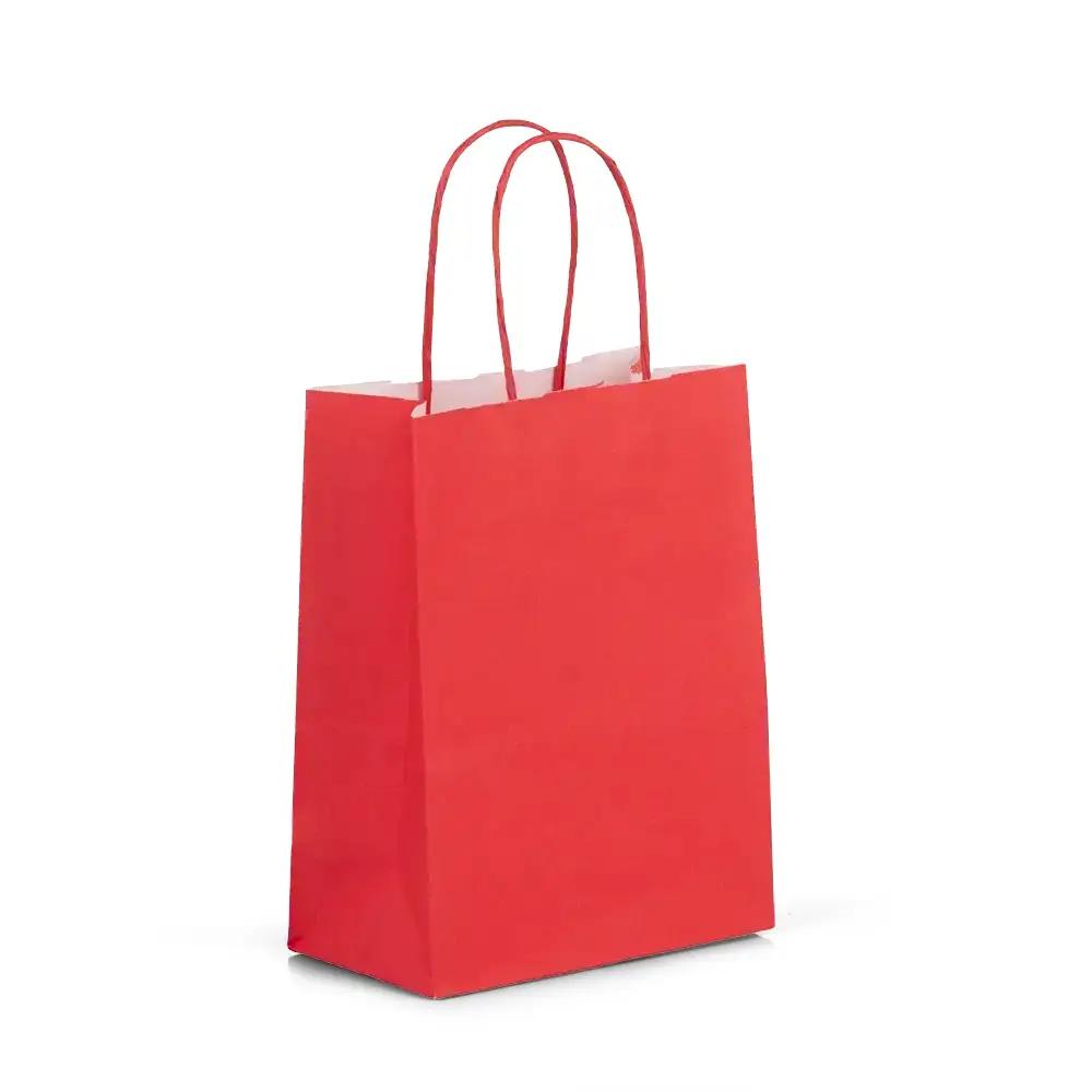 Cherry Red Premium Italian Paper Carrier Bags with Twisted Handles