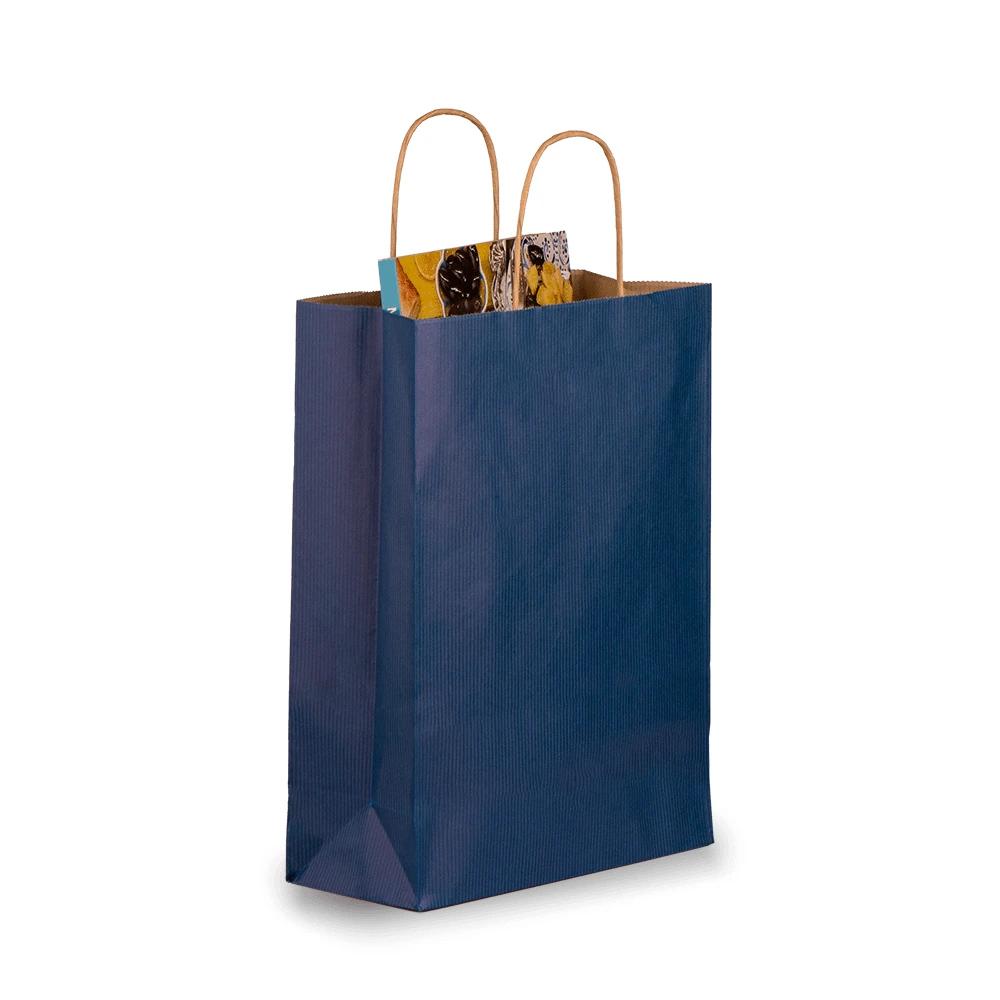 Dark Blue Paper Carrier Bags with Twisted Handles