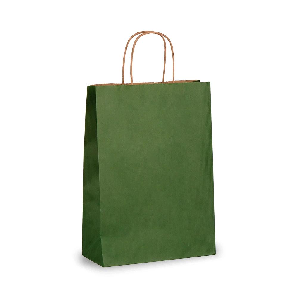 Dark Green Paper Carrier Bags with Twisted Handles