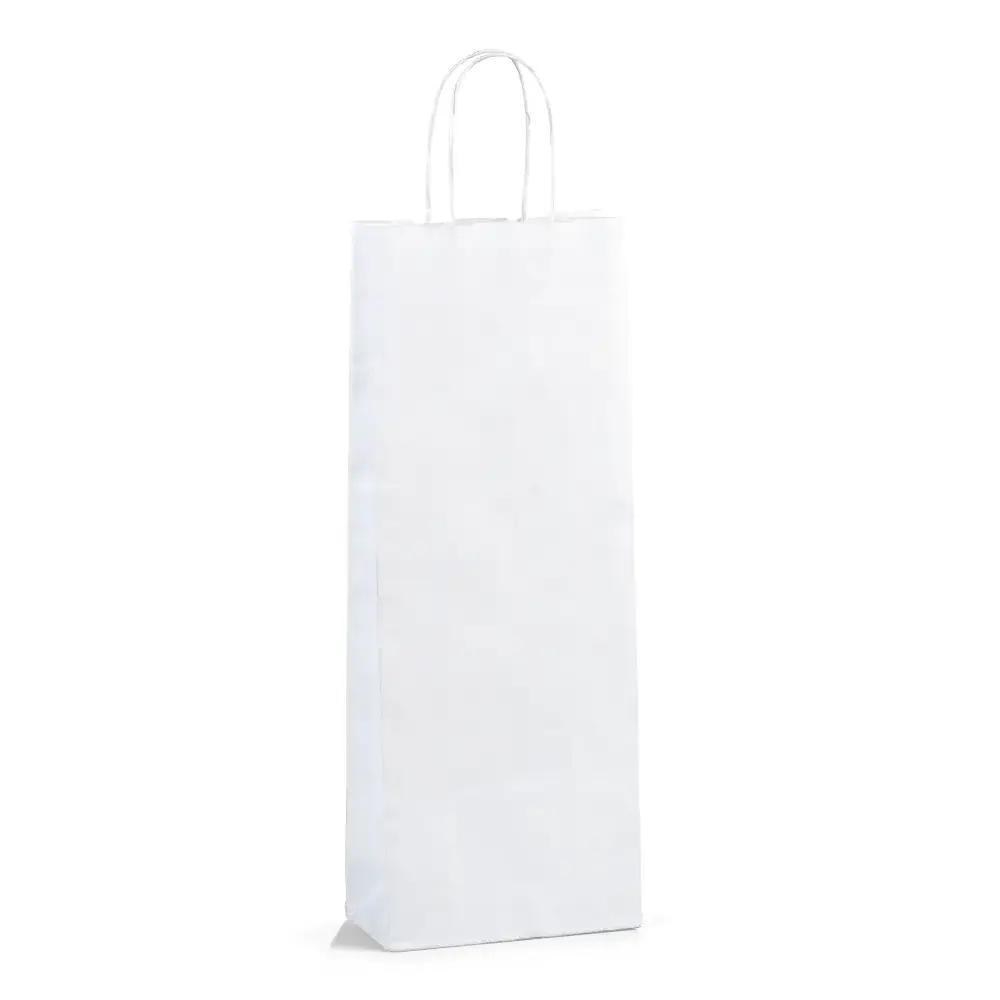 Italian White Paper One Bottle Bag with Twisted Handles