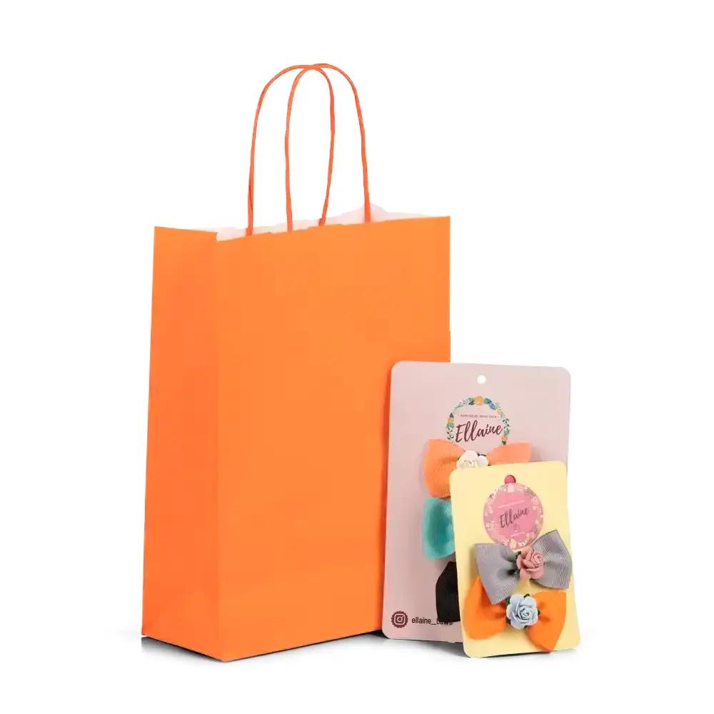 Orange Premium Italian Paper Carrier Bags with Twisted Handles