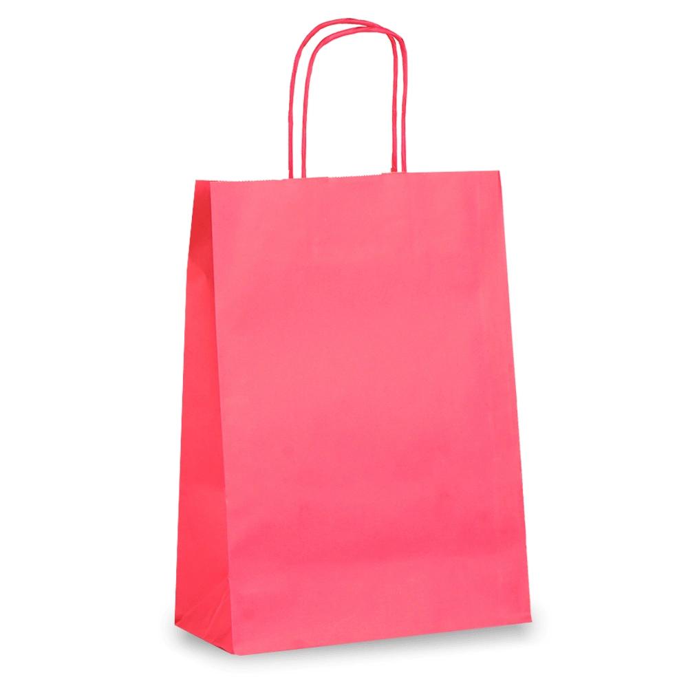 Magenta Paper Carrier Bags with Twisted Handles