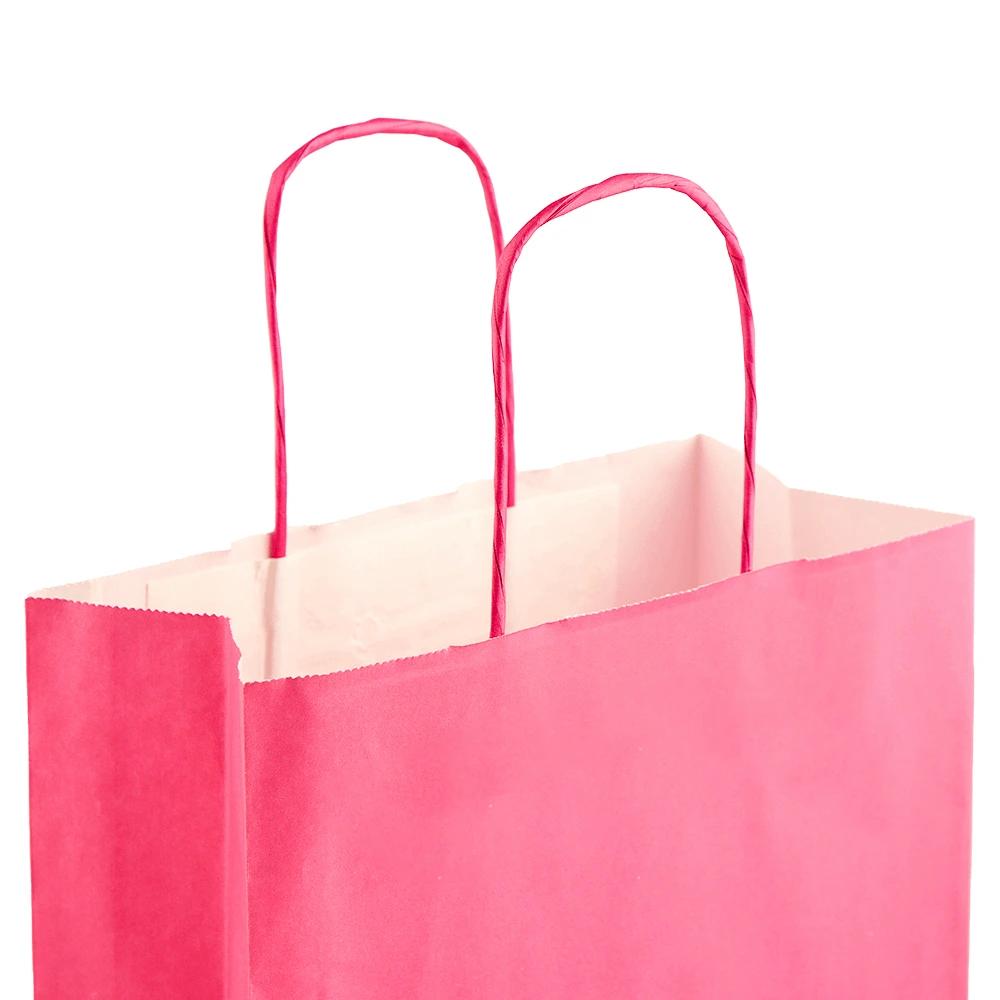 Magenta Paper Carrier Bags with Twisted Handles