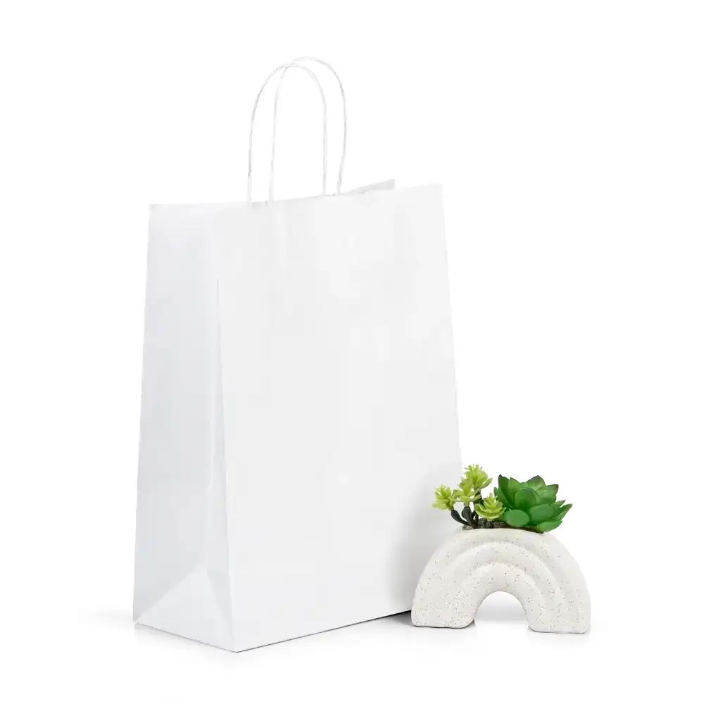 Value White (Unribbed) Paper Carrier Bags with Twisted Handles