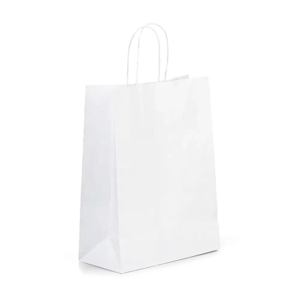 Value White (Unribbed) Paper Carrier Bags with Twisted Handles