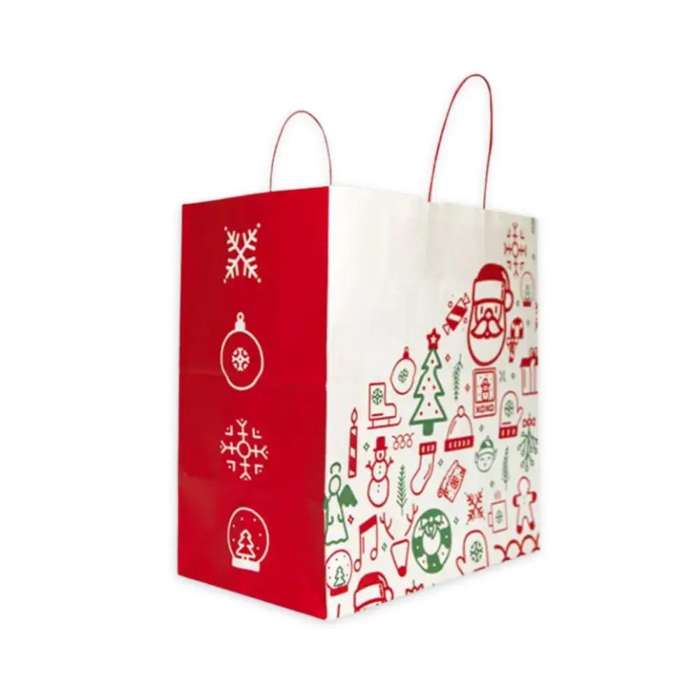 Iconic Christmas Wide Base Paper Carrier Bags With Twisted Handles