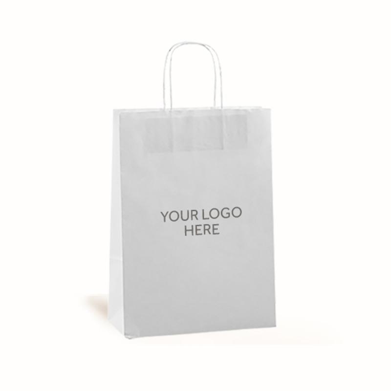 White Printed Paper Carrier Bags with Twisted Handles