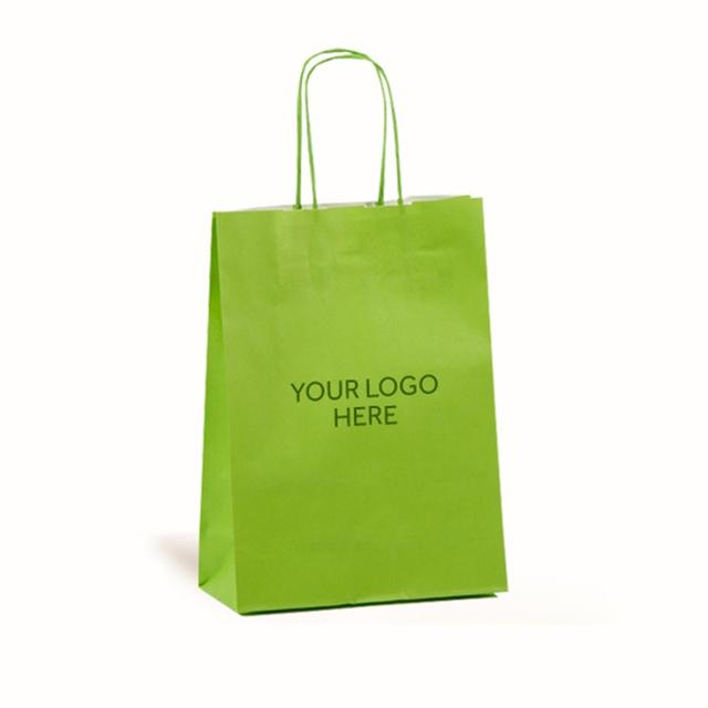 Lime Green Printed Paper Carrier Bags with Twisted Handles