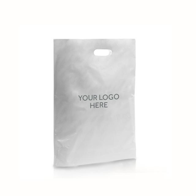 White Printed Varigauge Plastic Carrier Bags