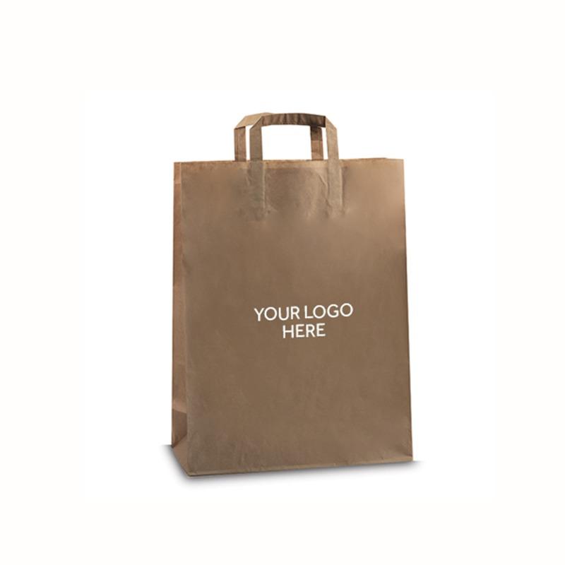 Brown Printed Carrier Bags with Internal Flat Handles