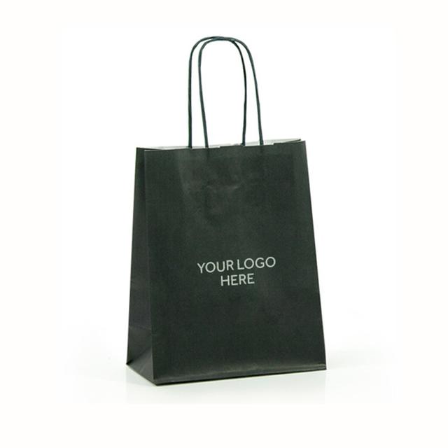 Dark Green Printed Paper Carrier Bags with Twisted Handles