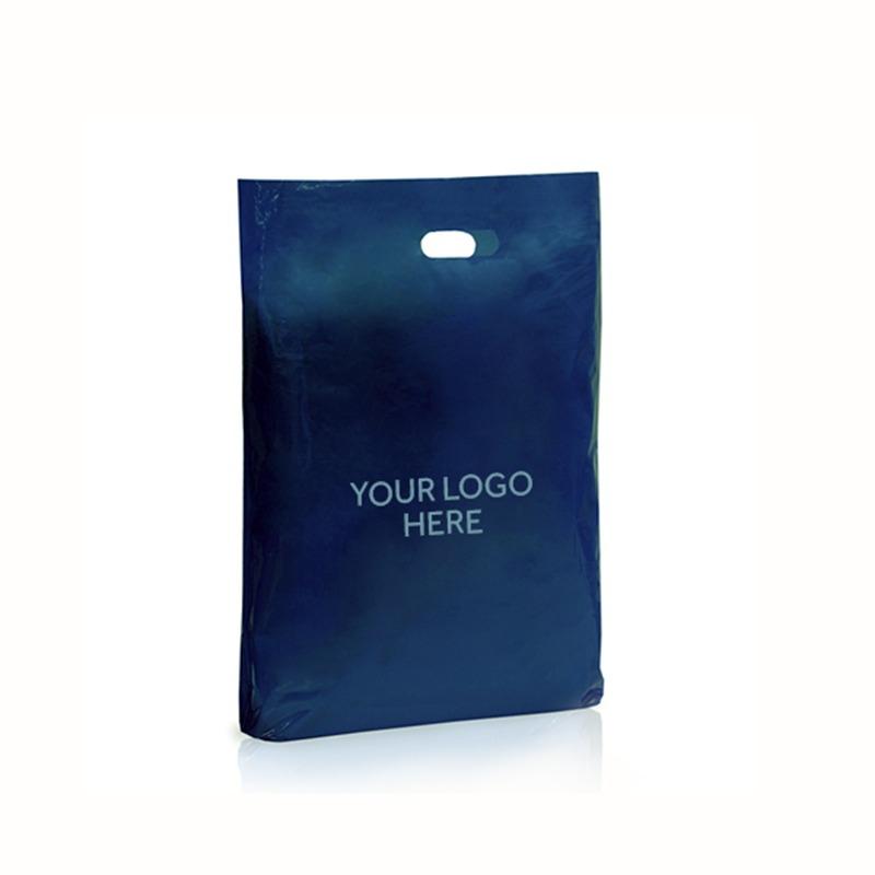 Navy Blue Printed Varigauge Plastic Carrier Bags