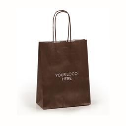 Chocolate Brown Printed Paper Carrier Bags with Twisted Handles